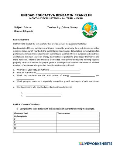 First term science exam