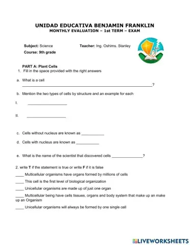 9th graders  science exam