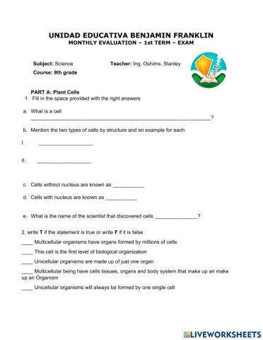 9th graders  science exam