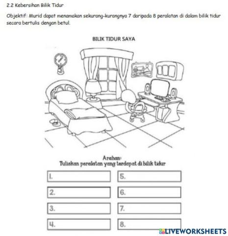 Peralatan di dalam bilik tidur