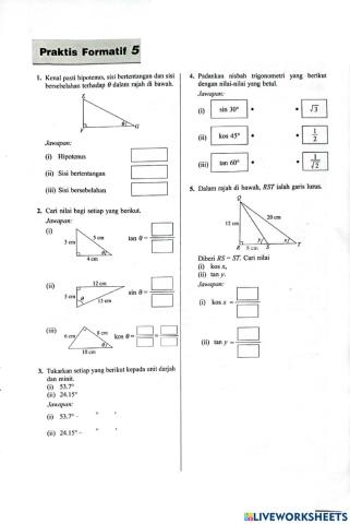 Ujian formatif 5: tigonometri