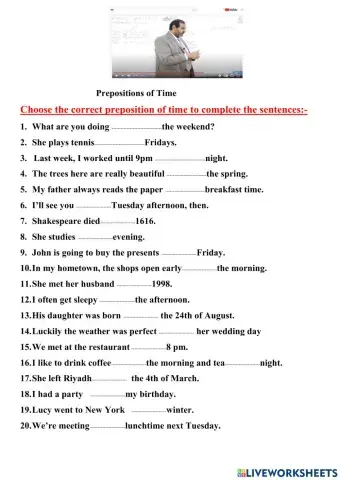 Prepositions of Time