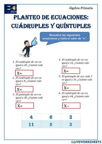 Planteo de ecuaciones: Cuádruples y quíntuples