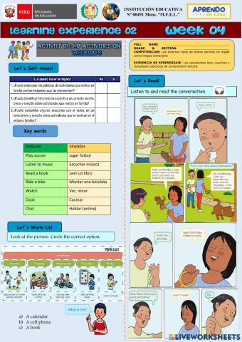 My activities on weekdays