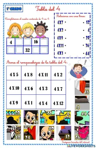 Multiplicación tabla del 4