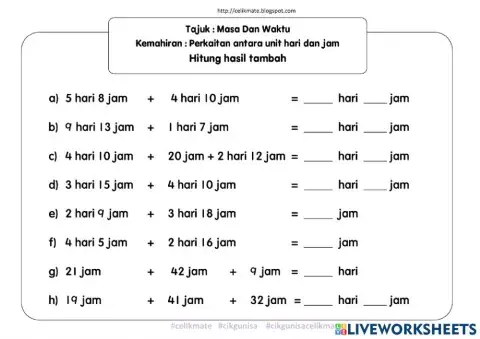 Menambah Unit Hari dan Jam