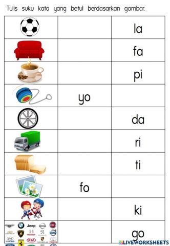 Latihan Suku Kata KV o