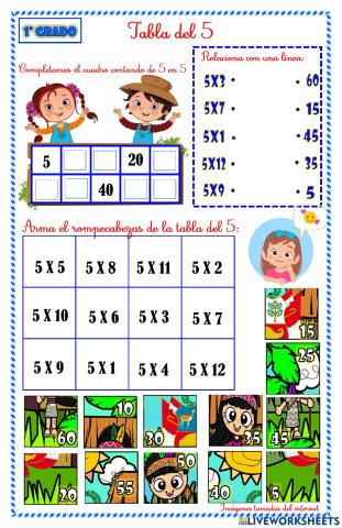 Multiplicación tabla del 5