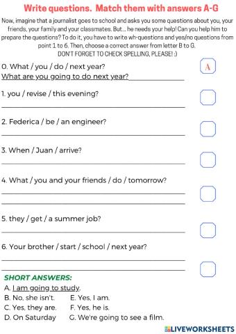 Be going to - interrogative form