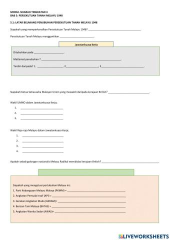 5.1: latar belakang penubuhan persekutuan tanah melayu 1948