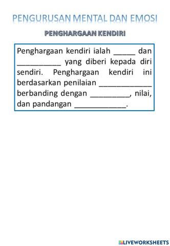 Pengurusan Mental Dan Emosi - Penghargaan Kendiri