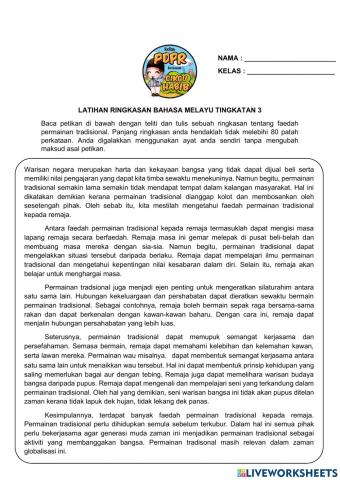 Rumusan Faedah Permainan Tradisional