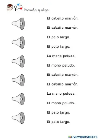 Oraciones con palabras parecidas (vocales).