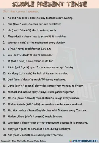 Simple Present Tense (Positive & Negative) v.2