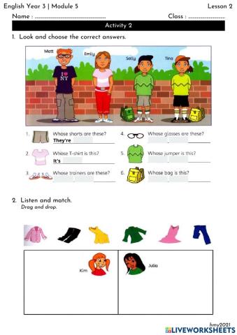 English Year 3 Module 5