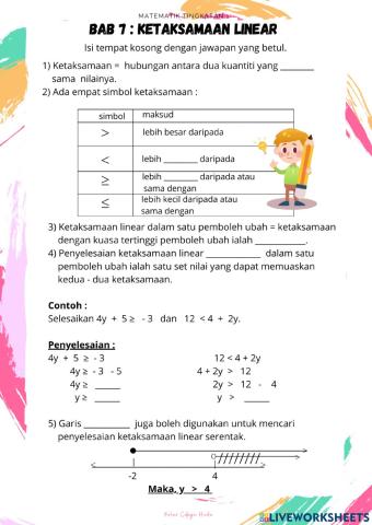 Nota Bab 7 (Ketaksamaan Linear)