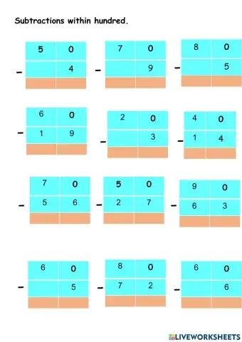 Subtractions within 100