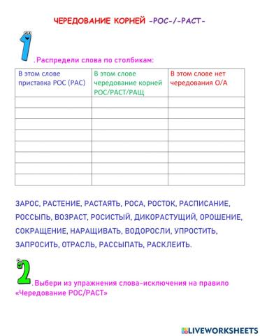 Чередование РОС РАСТ