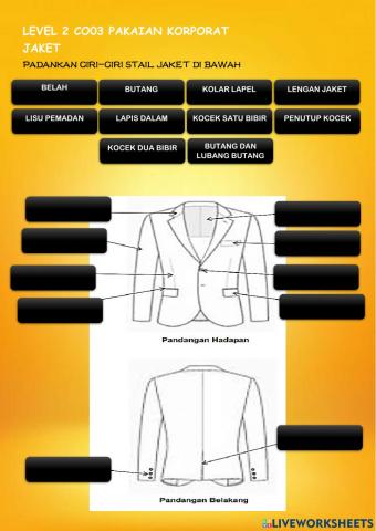 Level co03 pakaian korporat jaket