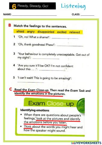 Unit 6 - Ready, Steady, Go! : Listening