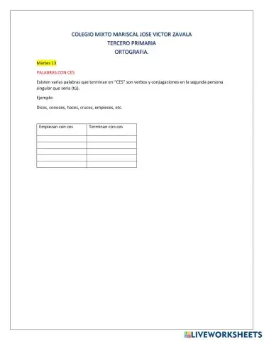 Palabras con ces
