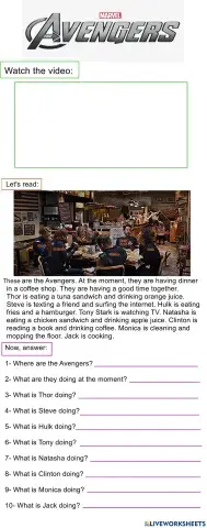 Present continuous: the Avengers