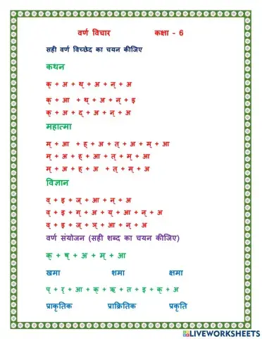 वर्ण विचार