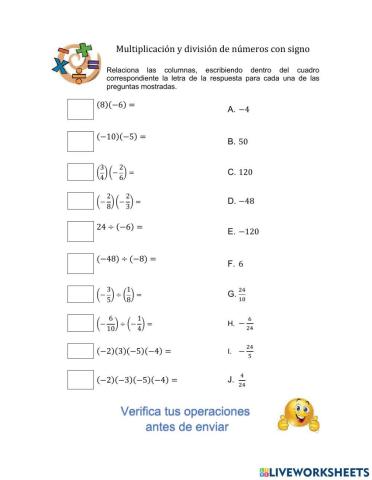 Multiplicación y división de numeros con signo
