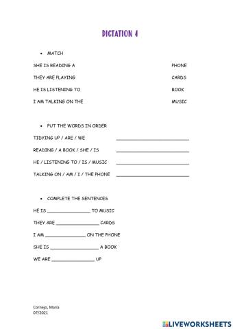 Dictation Present Continuous