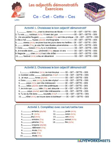 Les adjectifs démonstratifs
