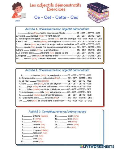 Les adjectifs démonstratifs