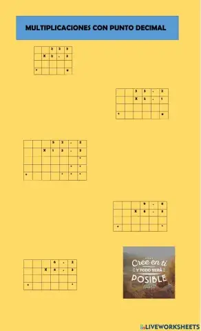 Multiplicaciones con punto decimal.
