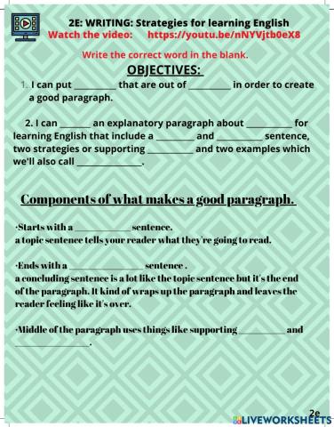 2e Writing about Strategies to learn English