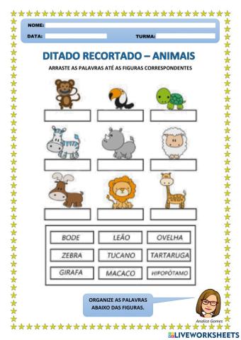 Ditado Recortado - Animais