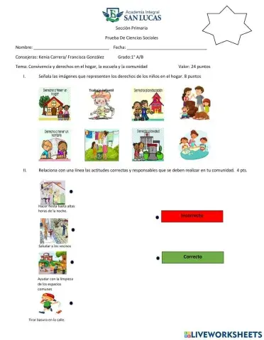 Convivencia y derechos en mi hogar, la escuela y la comunidad