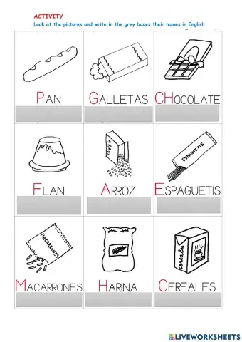 Los alimentos-completar tabla