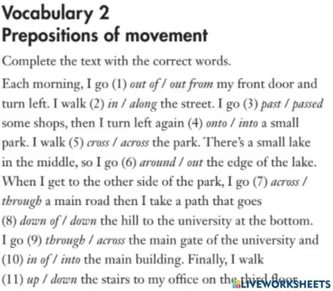 Prepositions of movement