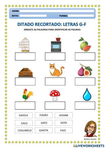 Ditado Recortado - Letras G e F