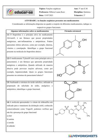Química Orgânica e os medicamentos