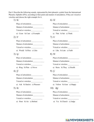 Consonants and Vowel Phonetics IPA Symbols