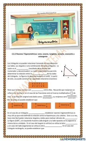 TRIG 2.A.2 Razones Trigonométricas: seno, coseno, tangente, secante, cosecante y cotangente