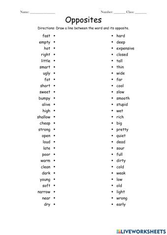 Opposite adjectives
