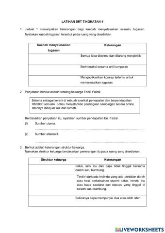 Ujian SRT Tingkatan 4