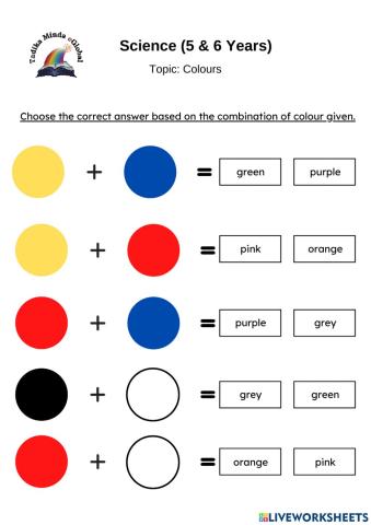 5 & 6 Years: Science (Colours)