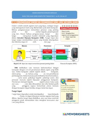3.1.3 (i) Menghasilkan segmen kod menggunakan fungsi input dan fungsi output