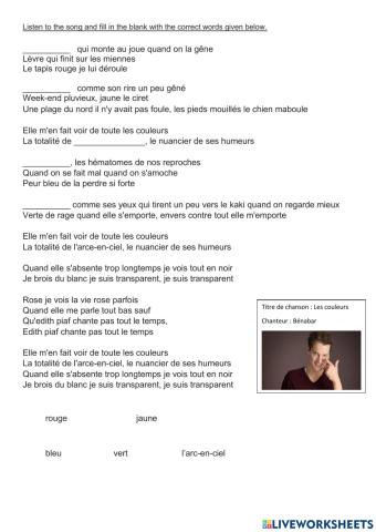 Les couleurs, Benabar