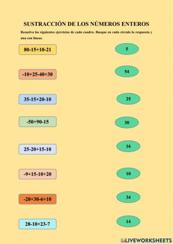 Sustracción de números enteros