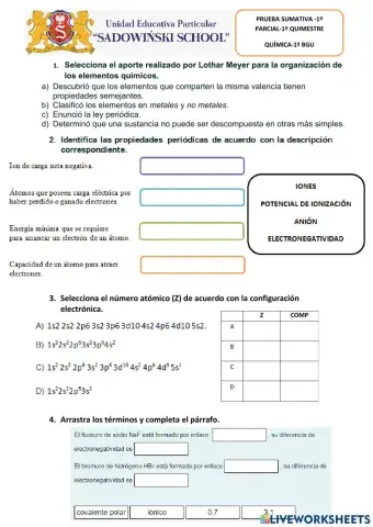Test 1ª bgu quimica