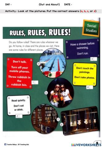 Out and About (Fill in)