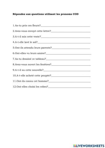 Les pronoms COD